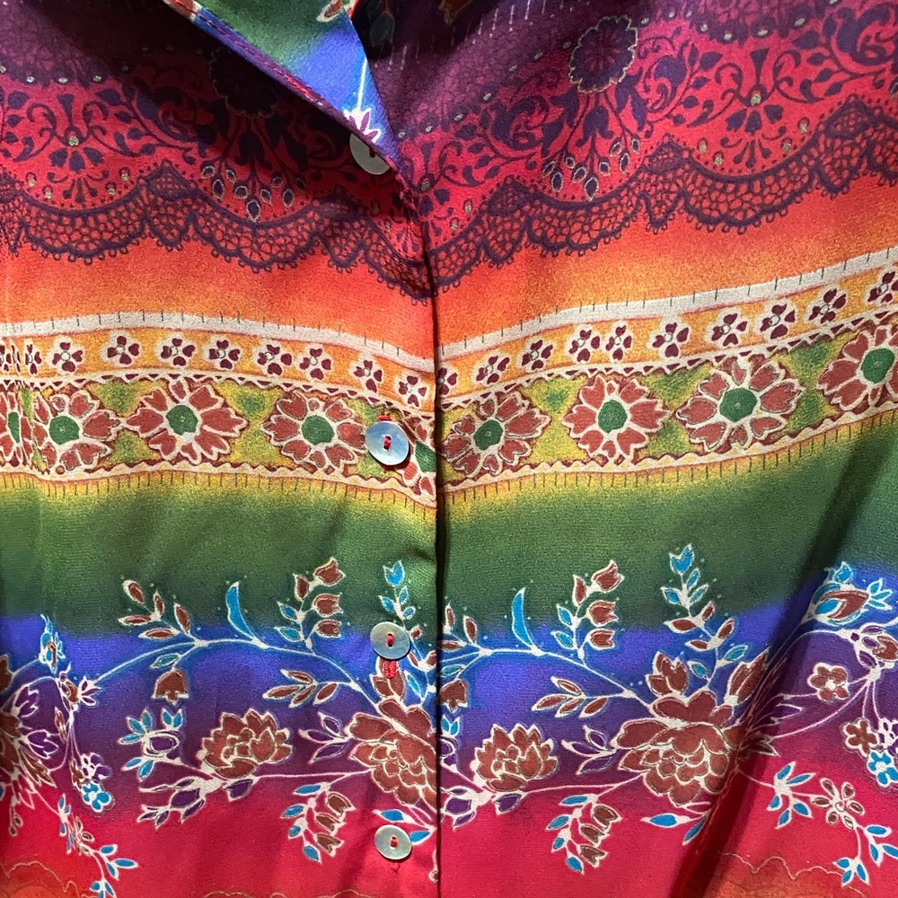 Delta Burke Multicolor Floral vintage button up women’s Blouse - Picture 15 of 16